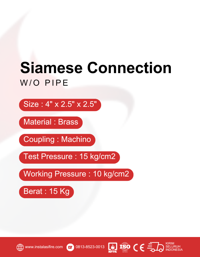 spesifikasi siamese connection machino pipe hydrant