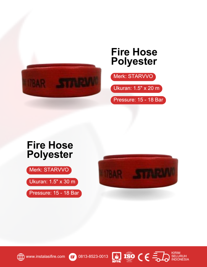 spesifikasi fire hose polyester 1.5 inch
